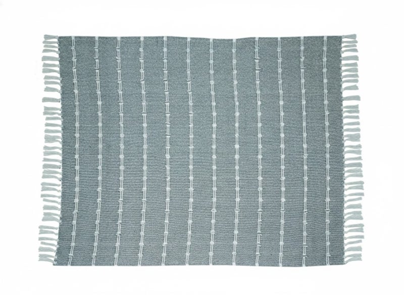 Ambrosia 130 × 160 سم بطانية رمي 100% قطن بلون رمادي فحمي 400GSM ناعمة مزينة بحواف بوهيمية غطاء أريكة عداء سرير ديكور منزلي مريح - Image 2